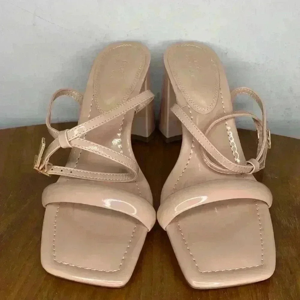 Asos Design Hilton Barely There Block Heeled Sand… - image 2